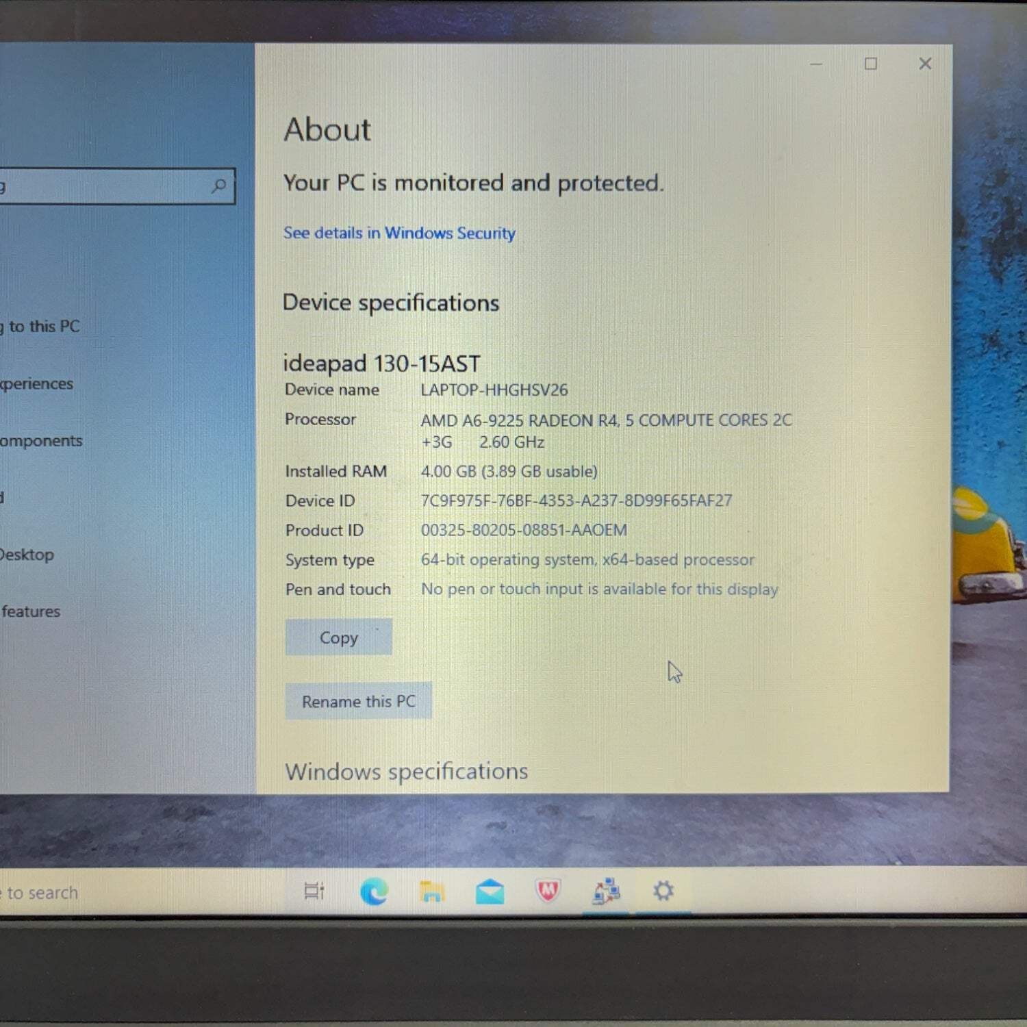 Lenovo Ideapad 81H5 15.6″ A6-9225 2.6GHz 4GB RAM 500GB SSD
