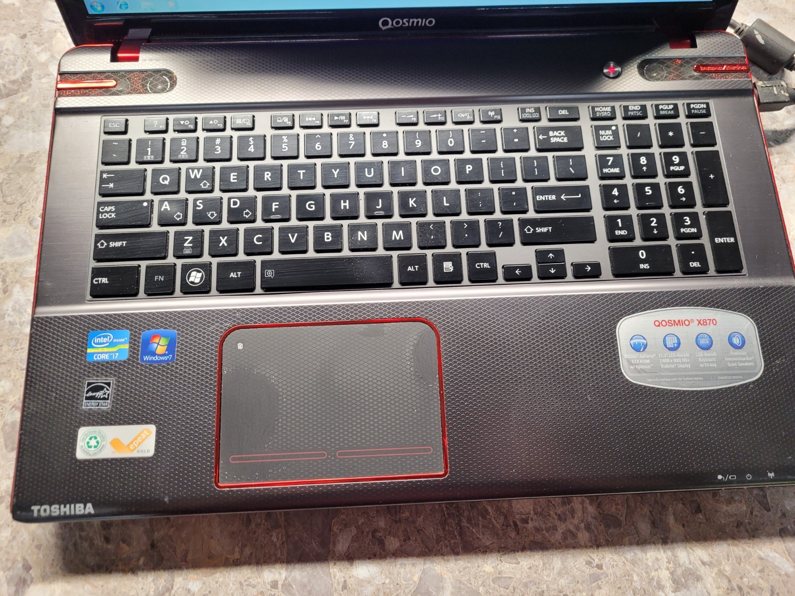Toshiba Qosmio X870 17.3″ Intel Core i7-3610QM 12GB RAM 250GB SSD Win 7 GTX 670M