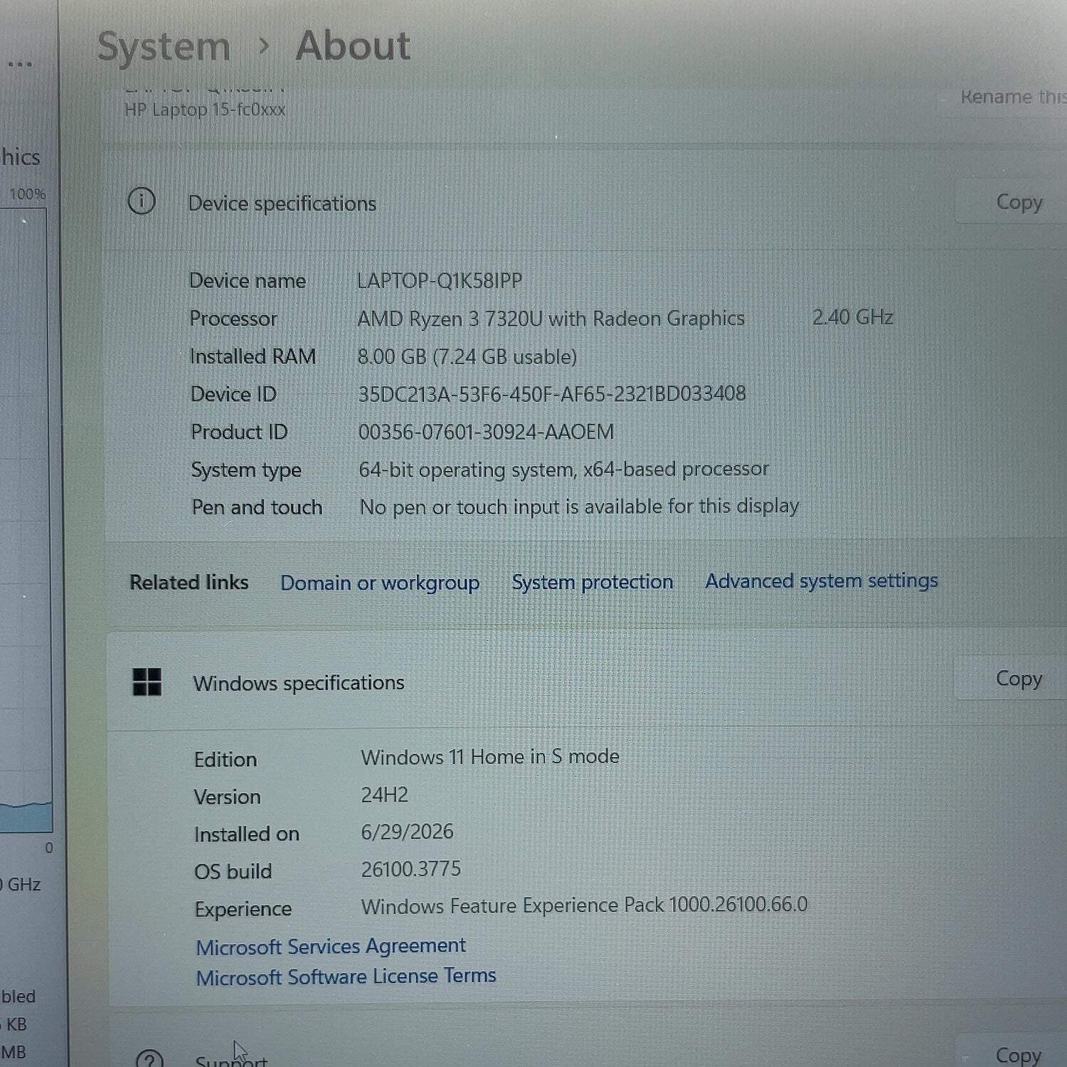HP Laptop 15-FC0XXX 15.6″ Ryzen 3 7320U 2.4GHz 8GB RAM 256GB SSD