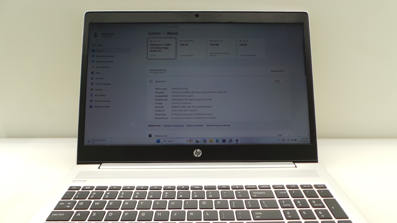 HP ProBook 455 G6 | 15.6″ | AMD Ryzen 5 2500U | 8GB RAM 256GB NVMe | WIN 11 PRO