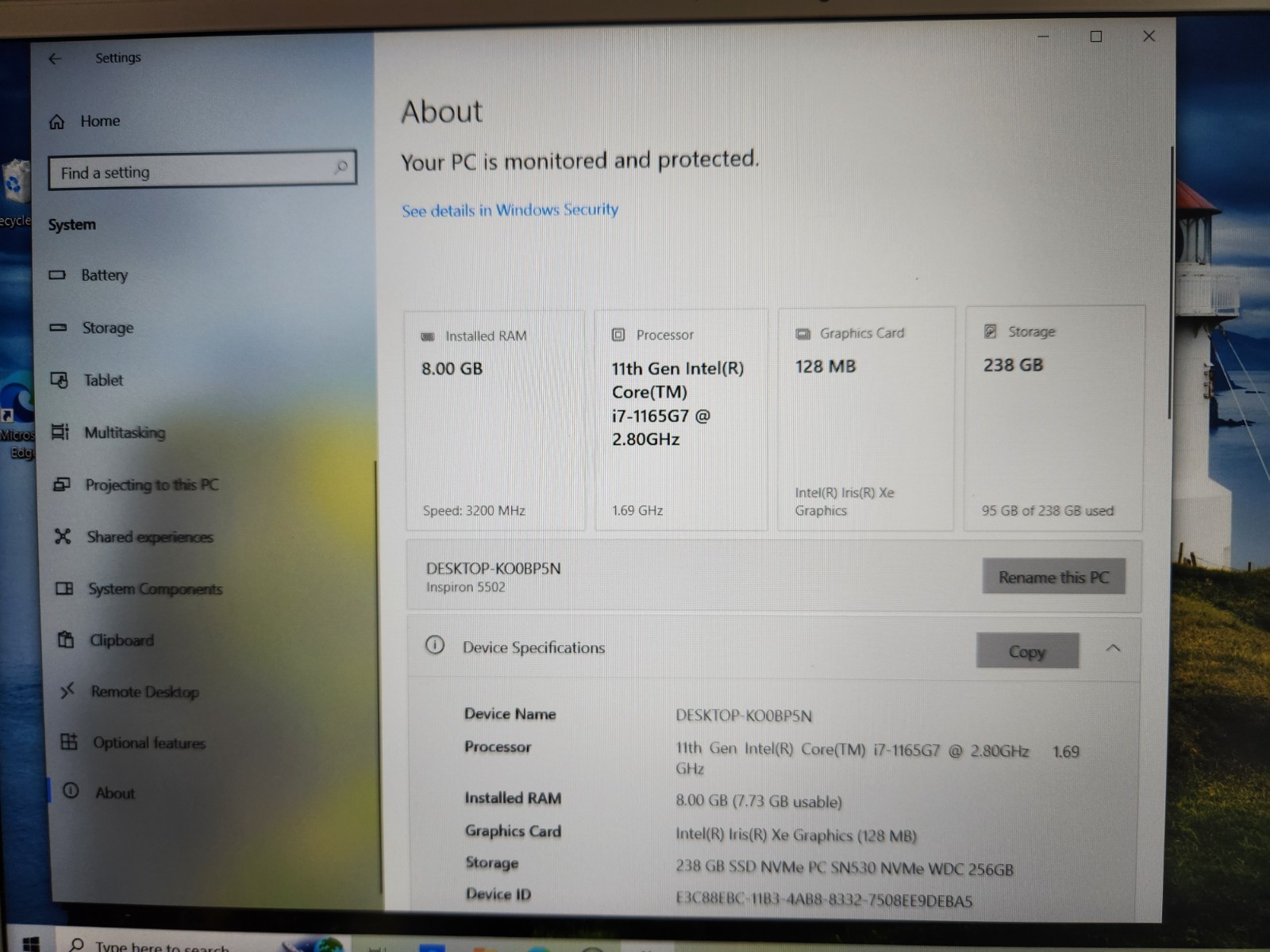 Dell Inspiron 15″ Screen Laptop KO0BP5N