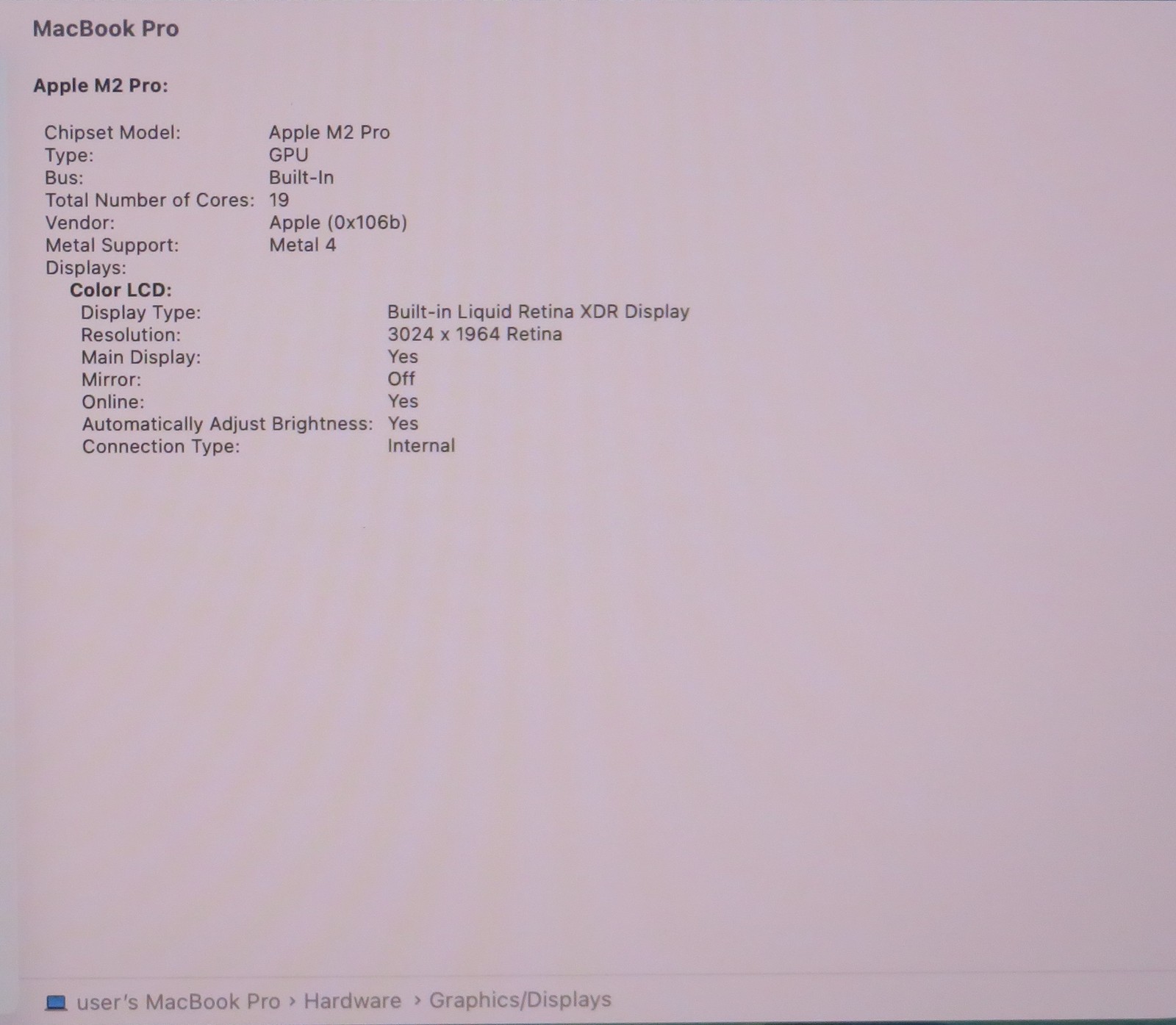 Apple Macbook Pro 2023 14in Retina M2 Pro 16GB RAM 512GB Tahoe A2779