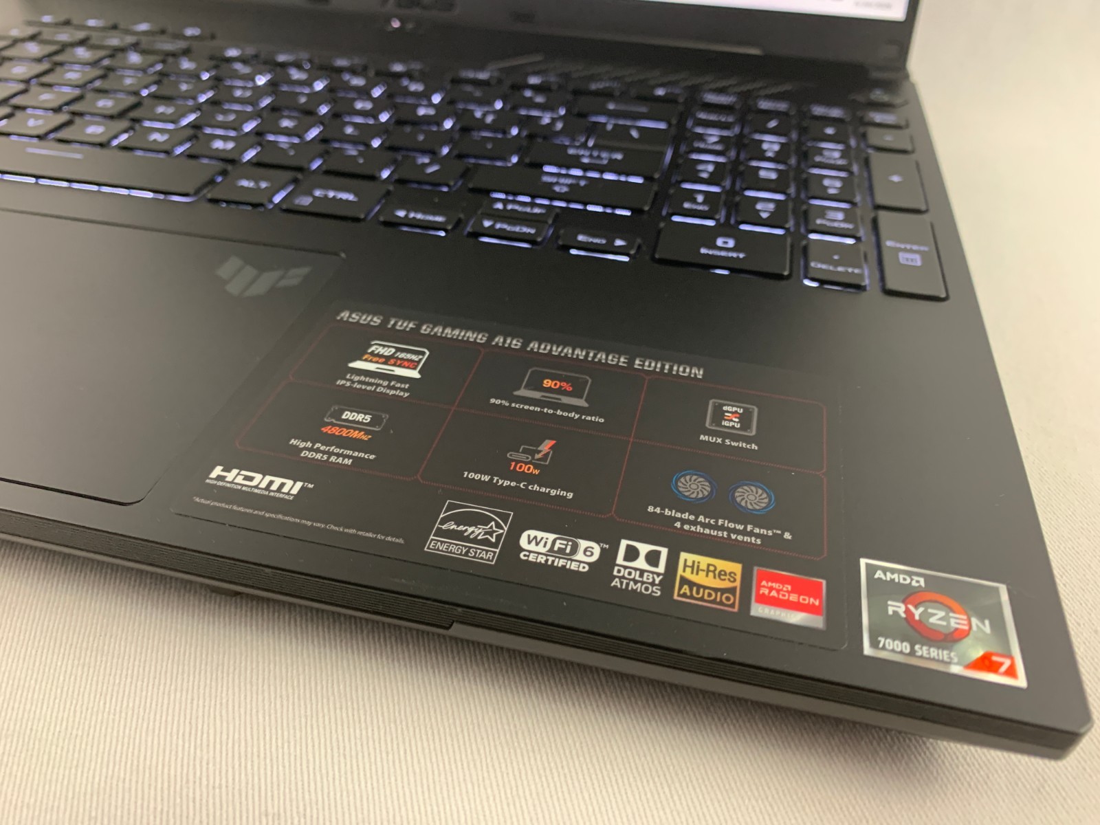 ASUS TUF Gaming A16 FA617 AMD Ryzen 7 7735HS 3.2GHz, 64GB RAM, x2 2TB SSD In Box