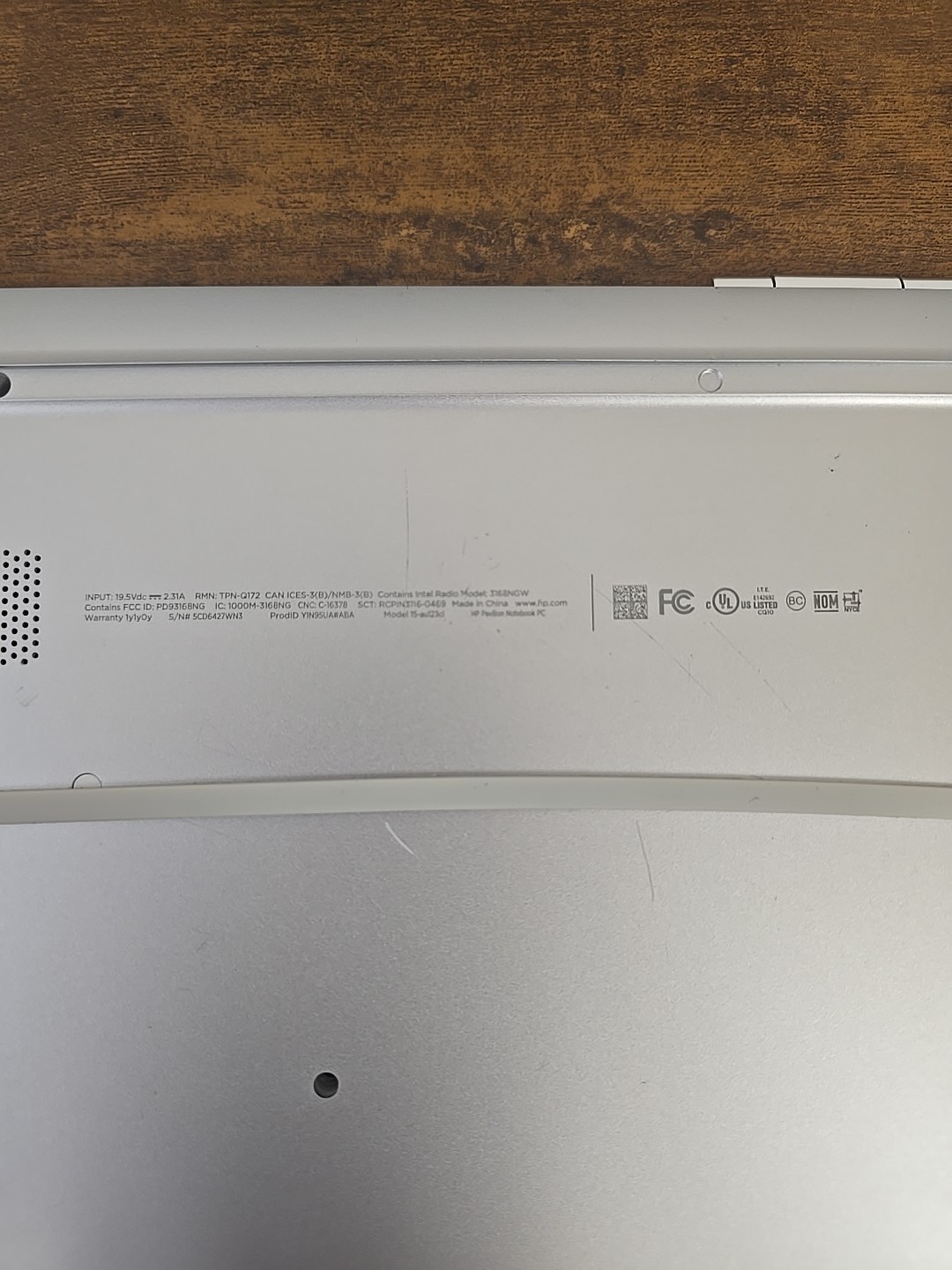 HP Pavilion 3168NGW 15.6” i5-7200U 12GB RAM – NO POWER – AS-IS Parts Only