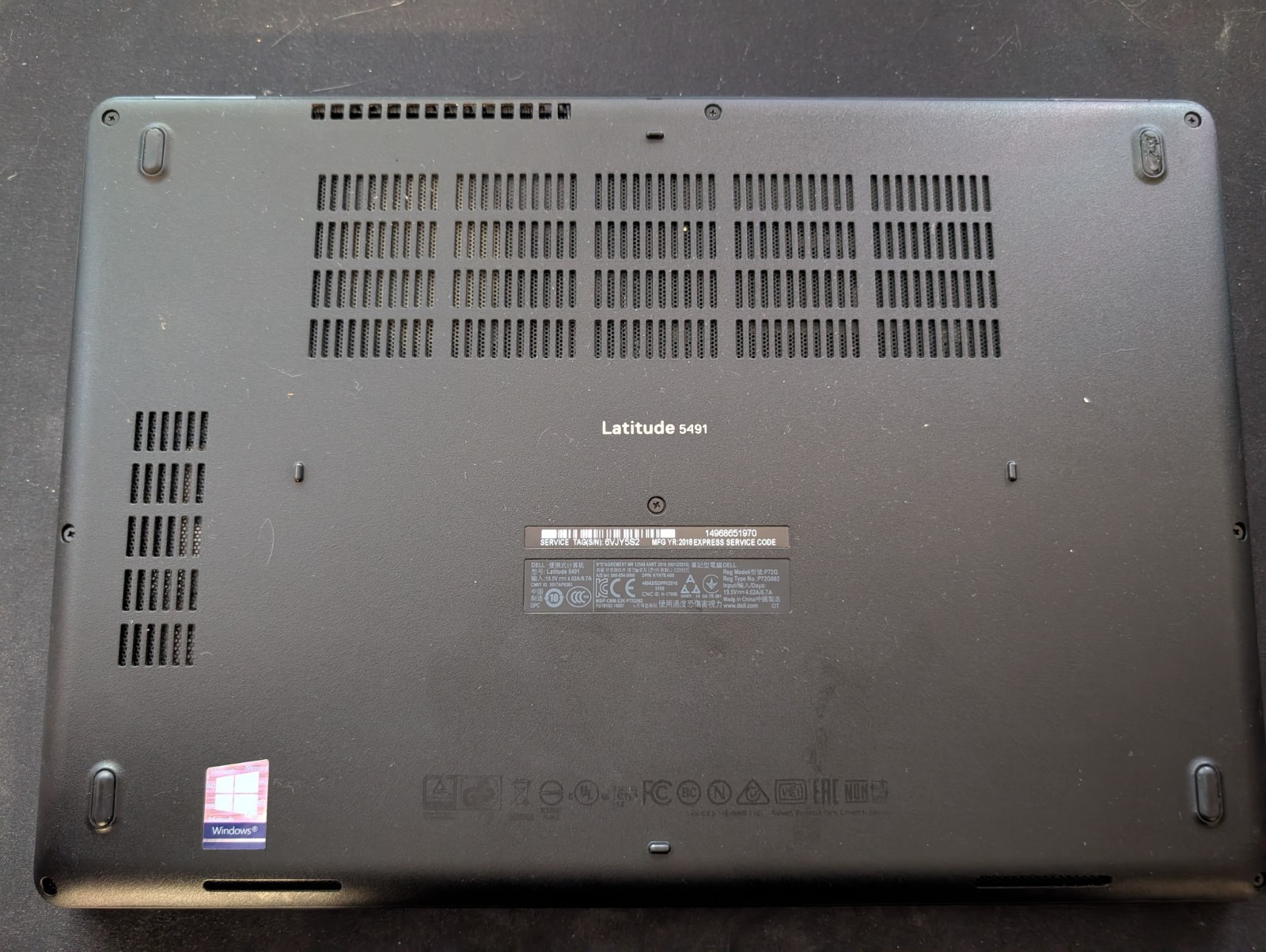 Dell Latitude 5491 Intel i5-8400H 8GB RAM – No Storage/OS/AC Charger – As Is