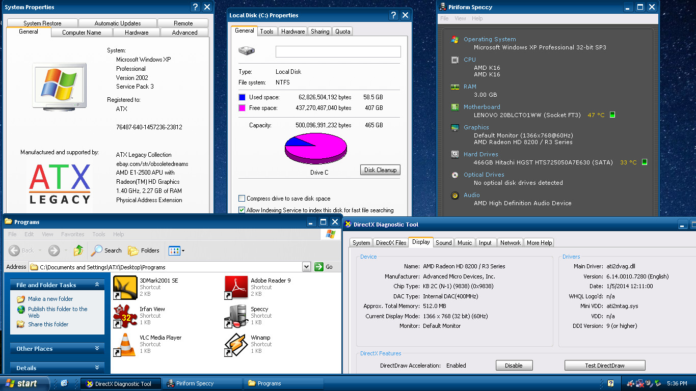 RESTORED w/ BATTERY Windows XP Vintage Retro Gaming Laptop PC Lenovo ThinkPad