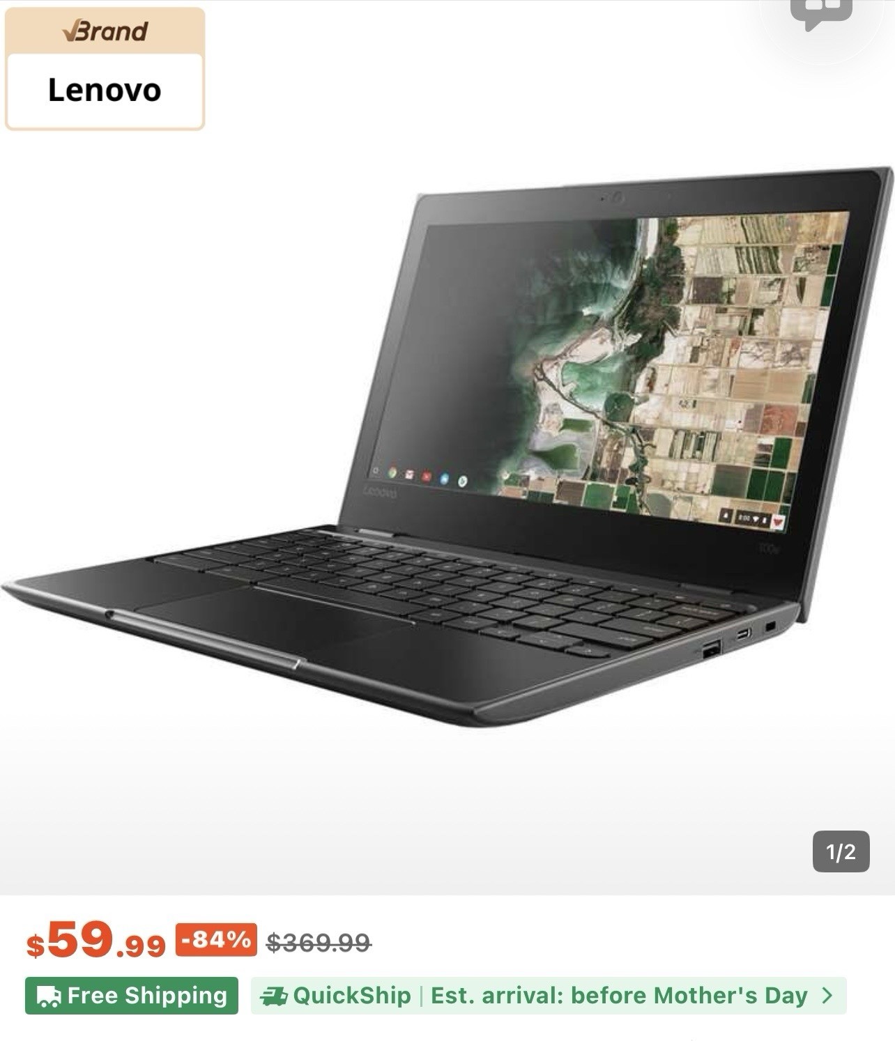 Lenovo 100e Chromebook 11.6″ Intel Celeron Laptop Black Chrome OS HDMI USB Wi-Fi
