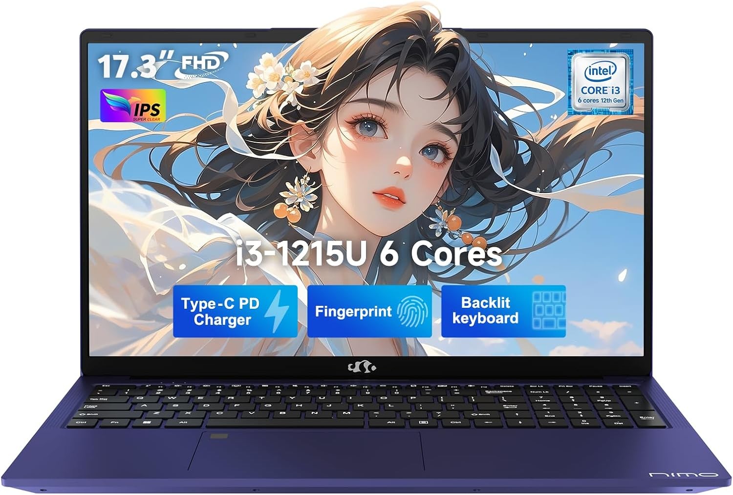 NIMO 17.3″ IPS FHD-Laptop, Intel 6 Cores i3-1215U(Beat i5-1135) 32GB RAM 1TB SSD