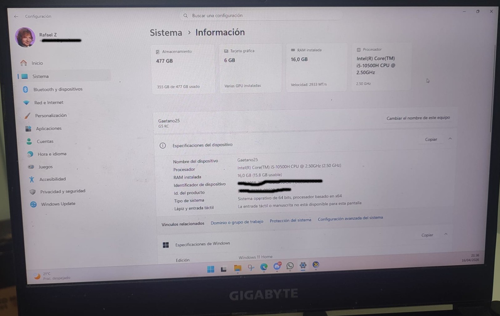 Gigabyte G5 KC