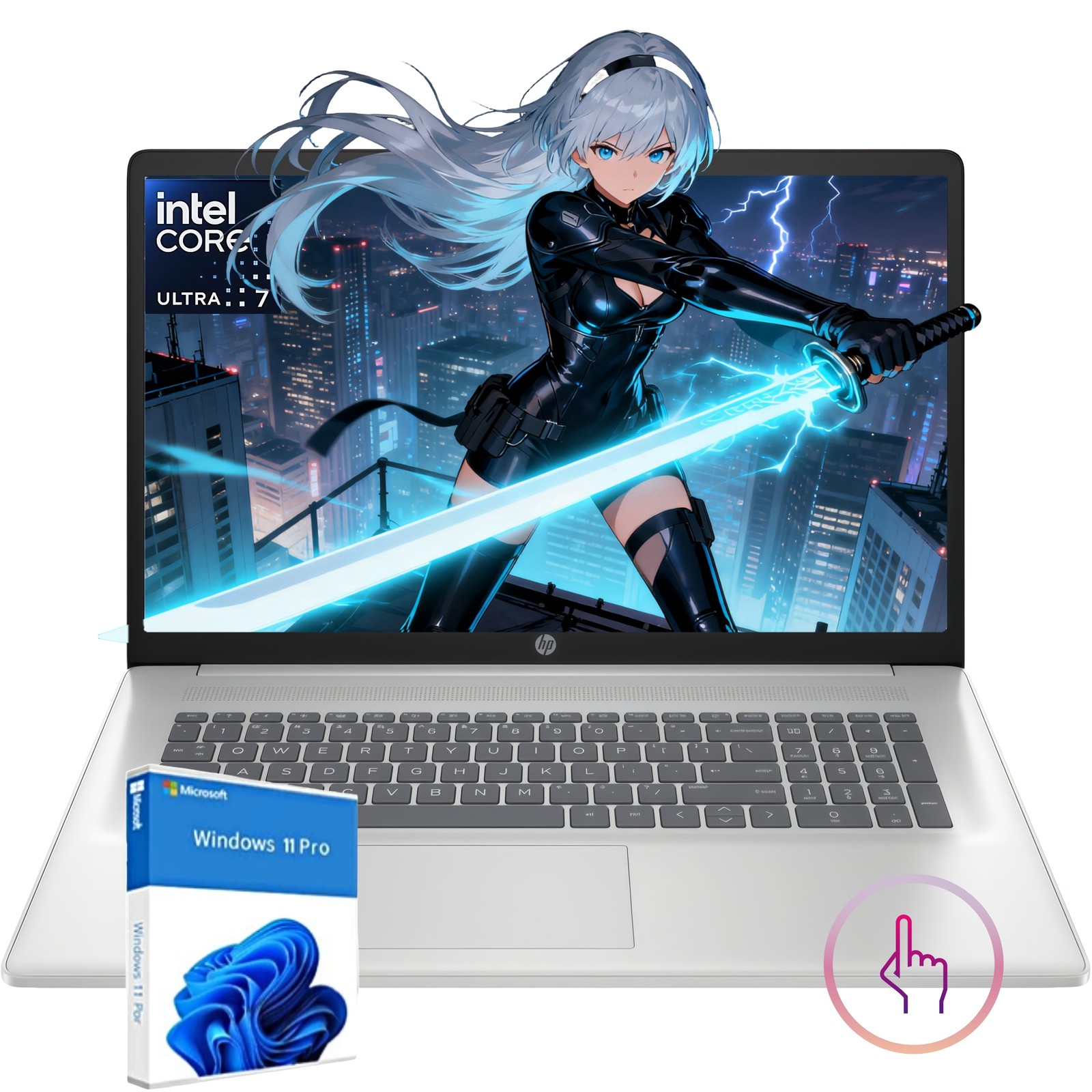 HP 17.3″ AI Laptop Touch Backlit 5GHz Core Ultra 7 UpTo 64GB – 4TB SSD Win11Pro