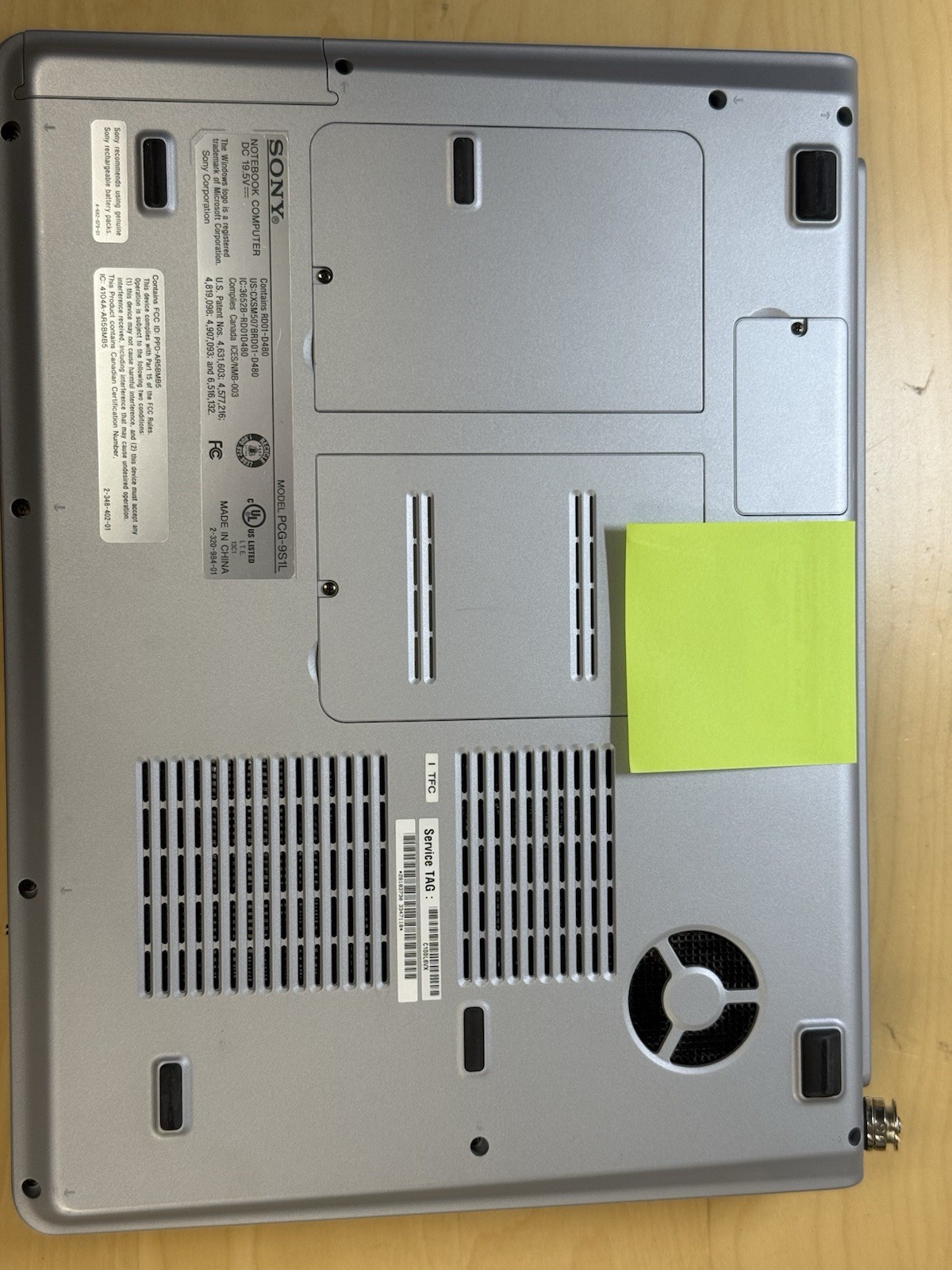 Sony Vaio Notebook Laptop PCG-9S1L PCG-K33 Boots To Bios *No HDD* Read