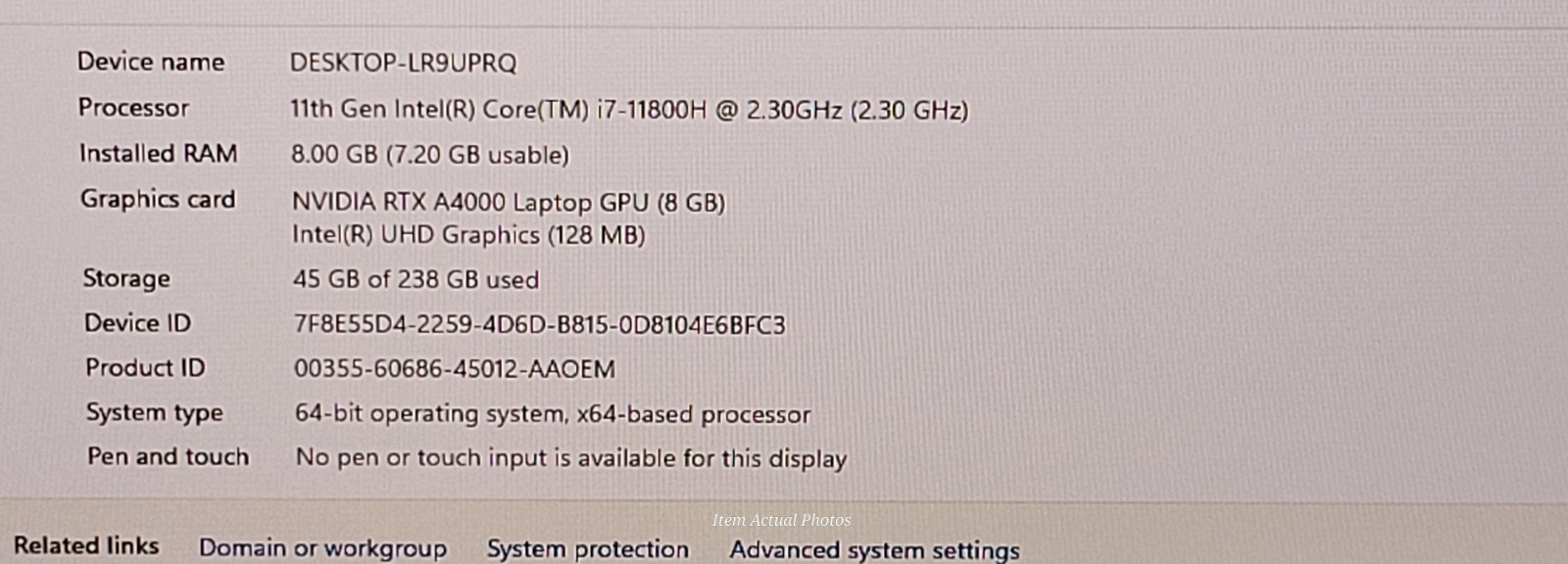 DELL PRECISION 17 7760 i7-11800H ⭐8GB RAM 256GB SSD 17.3″ RTX A4000 11 Pro