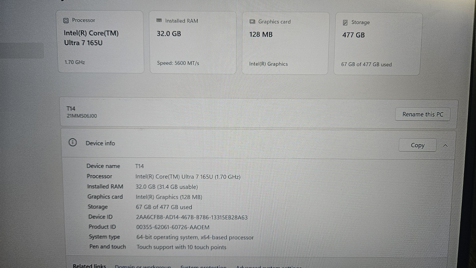 Lenovo ThinkPad T14 Gen 5 | Intel Core Ultra 7 165U | 32GB RAM | 512GB SSD |…