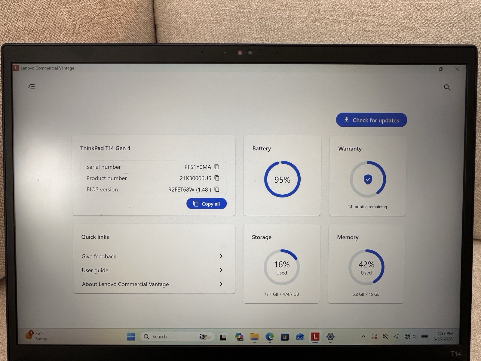 Lenovo ThinkPad T14 Gen 4 Ryzen 7 Pro 7840U 16GB/512GB Win 11 Pro