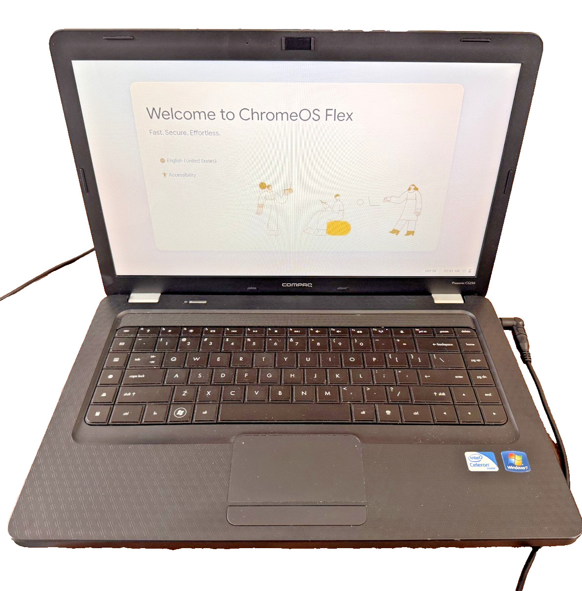Compaq Presario CQ56 Intel Celeron CPU 900 4GB Ram 256GB HDD 15.6″ Chrome FlexOS