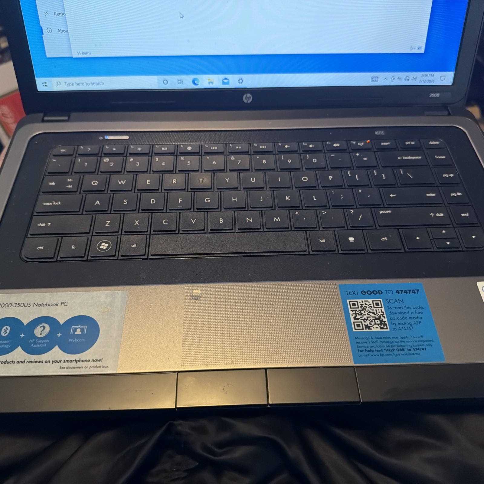 HP 2000-350US 15.6″ Laptop Intel Pentium B950 2.1GHz 4GB Ram Win 10 450GB HDD
