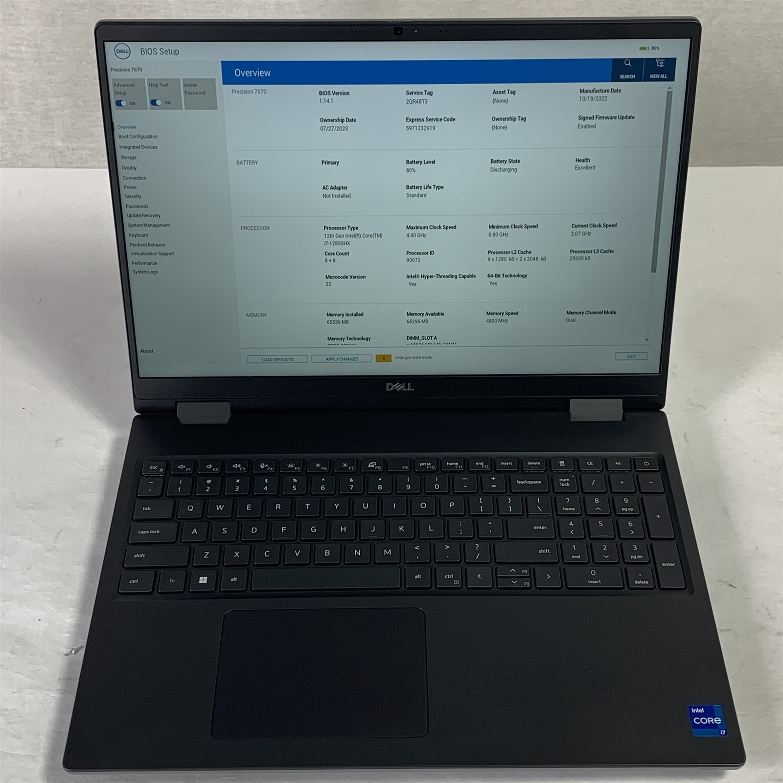 Dell Precision 7670 16″ Laptop Core i7-12850HX 2.1GHz 64GB 1TB NVMe SSD – Win 11