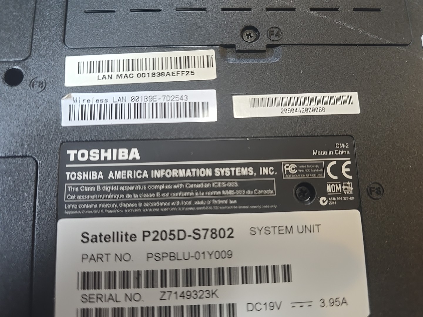 Toshiba Satellite P205D-S7802 Laptop AMD Turion 64 x2 4GB Ram 160GB HDD Works