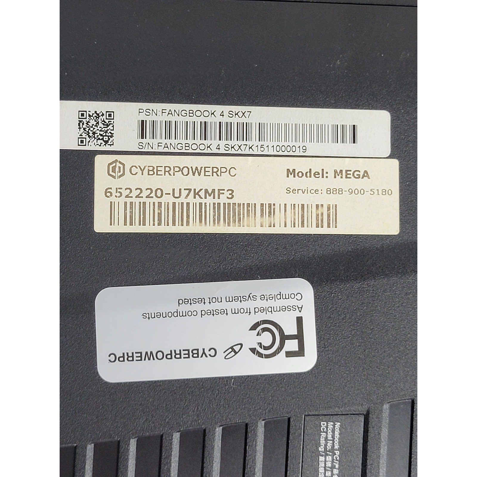 CyberPowerPC Gaming Laptop Black Password Locked No Cords For Parts or Repair