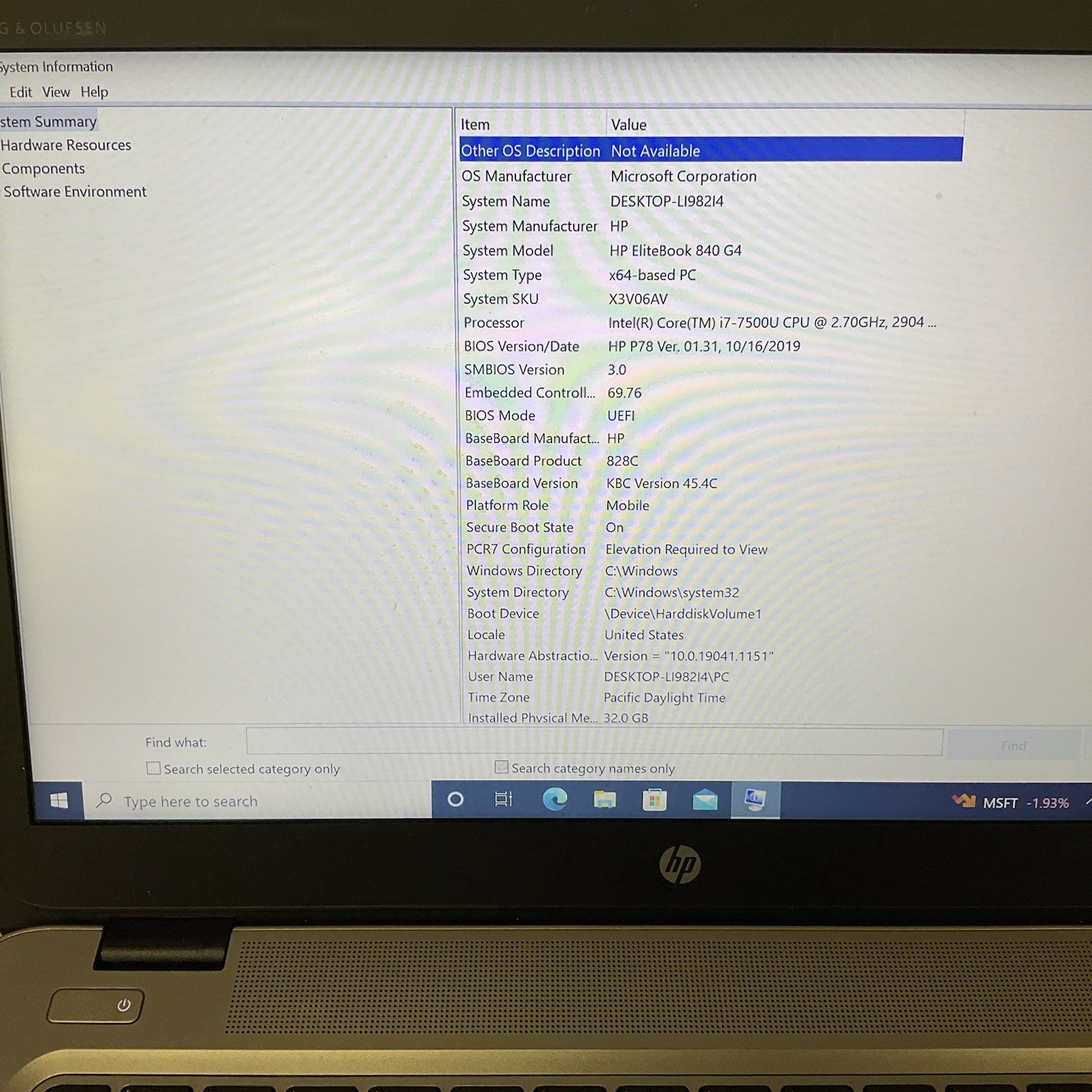 HP EliteBook 840 G4 14 in Intel i7 7500U 32GB RAM 1TB NVMe M.2 SSD USB Type C