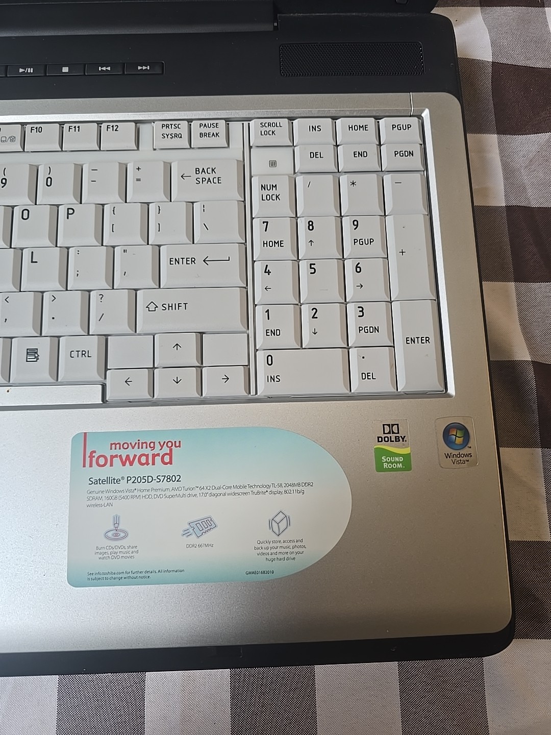 Toshiba Satellite P205D-S7802 Laptop AMD Turion 64 x2 4GB Ram 160GB HDD Works