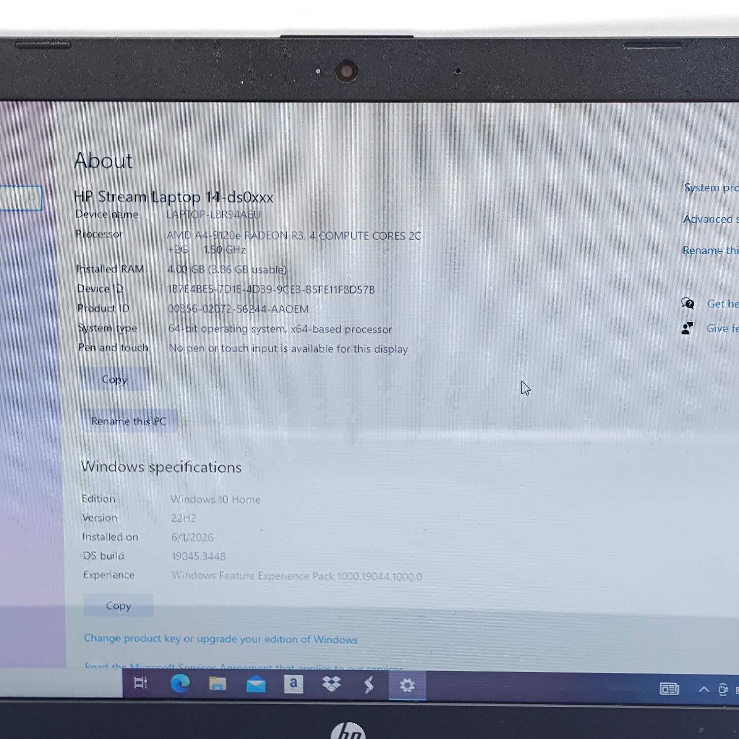 HP Stream 14-DS0050NR 14.4″ A4-9120e 1.5GHz 4GB RAM 64GB SSD