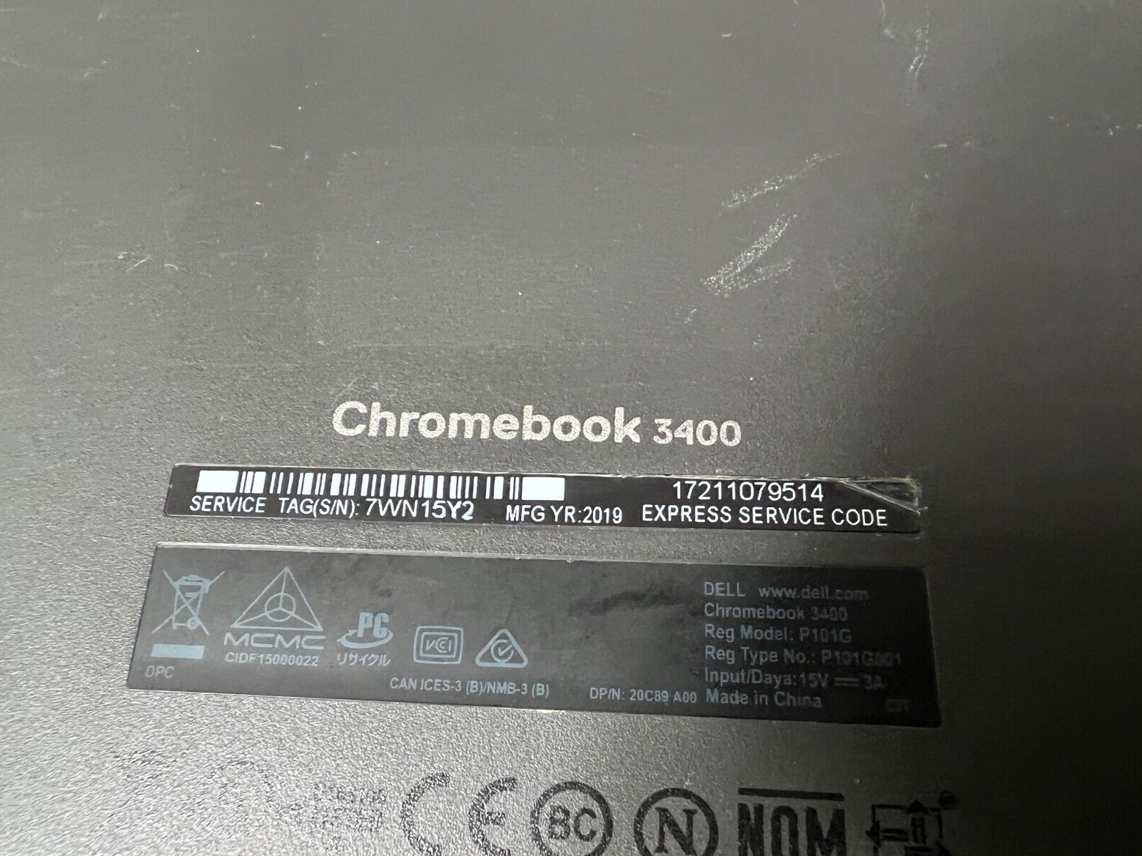 Dell Chromebook 14 3400 (14″, Intel 1.1GHz, 4GB, 32GB SSD, ChromeOS) w/ Charger