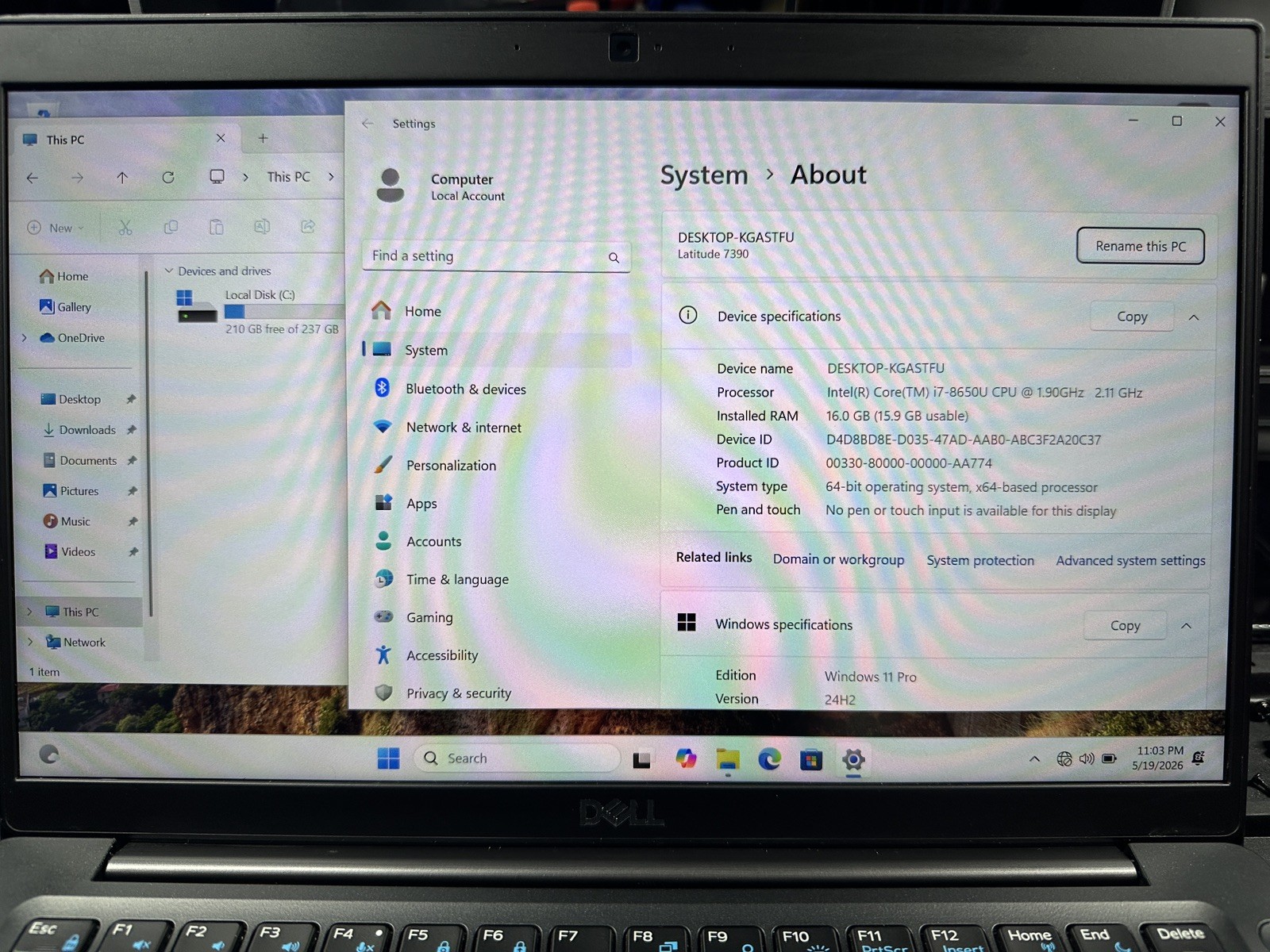 Dell Latitude 7390 Intel Core i7-8650U 1.9GHz 16GB RAM 256GB SSD 13.3″