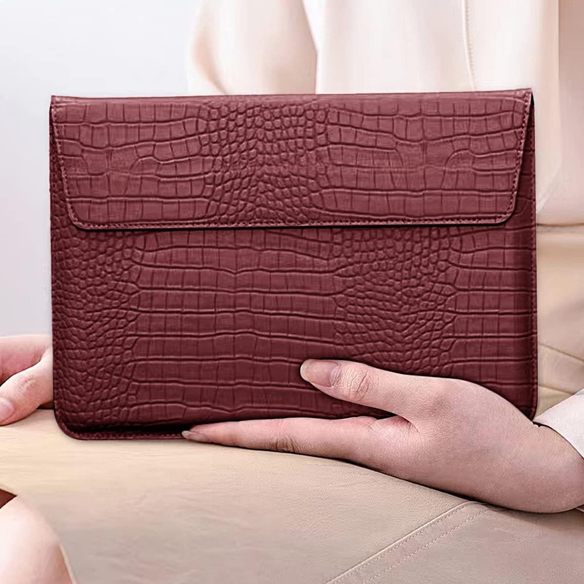 Protective Slim Portable Laptop Sleeve Crocodile PU Leather Case for MacBook Neo