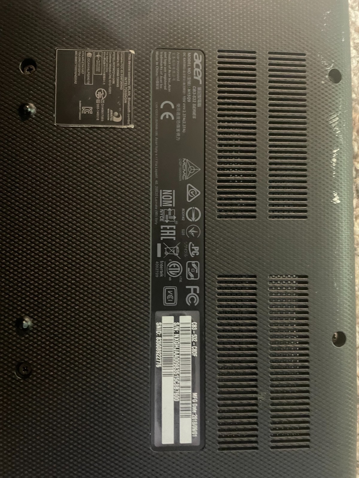 Acer Chromebook 15/ CB3-532/Grey/ 12 hour battery life/ Intel Inside/ HDR Webcam
