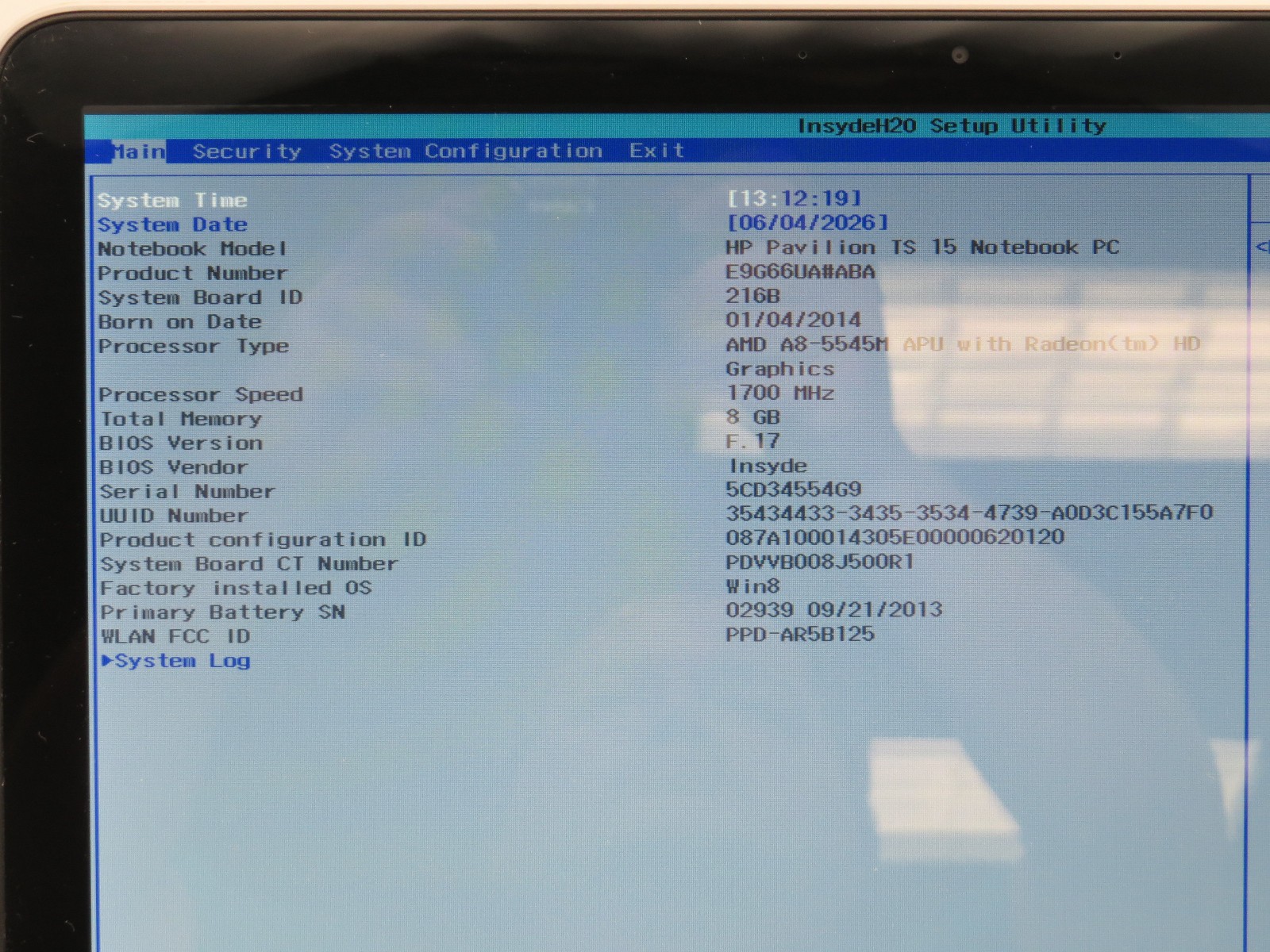 HP pavilion 15 | AMD A8 @ 1.7GHz | 8GB DDR3 | 238GB SSD | 15.6″ | No OS