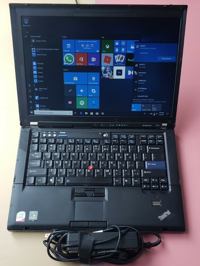 LENOVO THINKPAD R61 14″ Intel Core 2 Duo 1.8GHz 4GB RAM 160GB HDD WIFI WIN 10