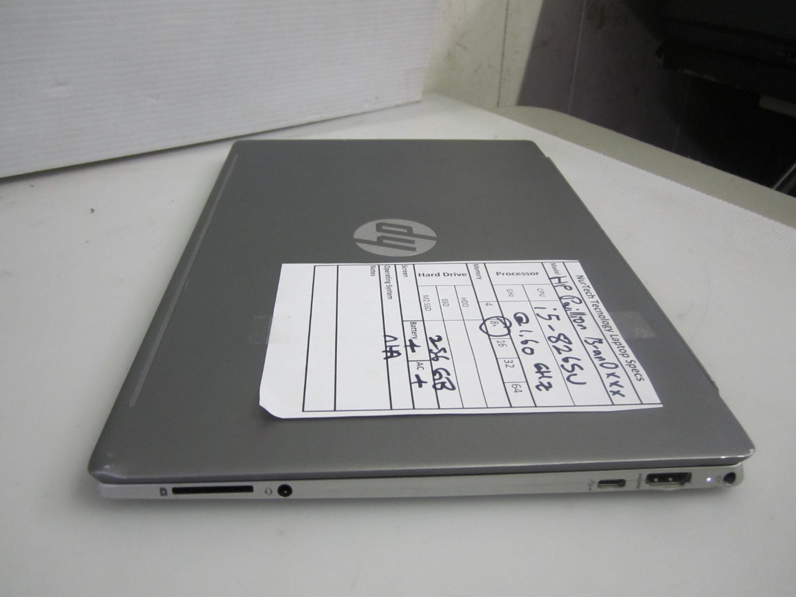 HP Pavilion 13-an0010nr i5-8265U 8GB 1.60GHZ 256GB M2SSD NO OS + AC LAPTOP READ