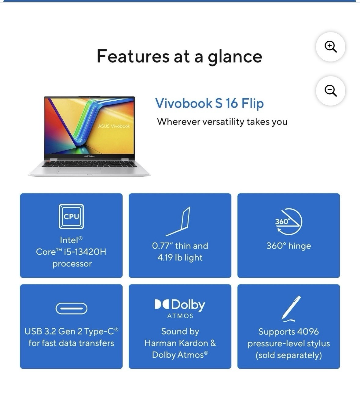 ASUS Vivobook S 16 Flip 16″ WUXGA 2-in-1 Laptop Intel Core i5 8GB 512GB Win11H