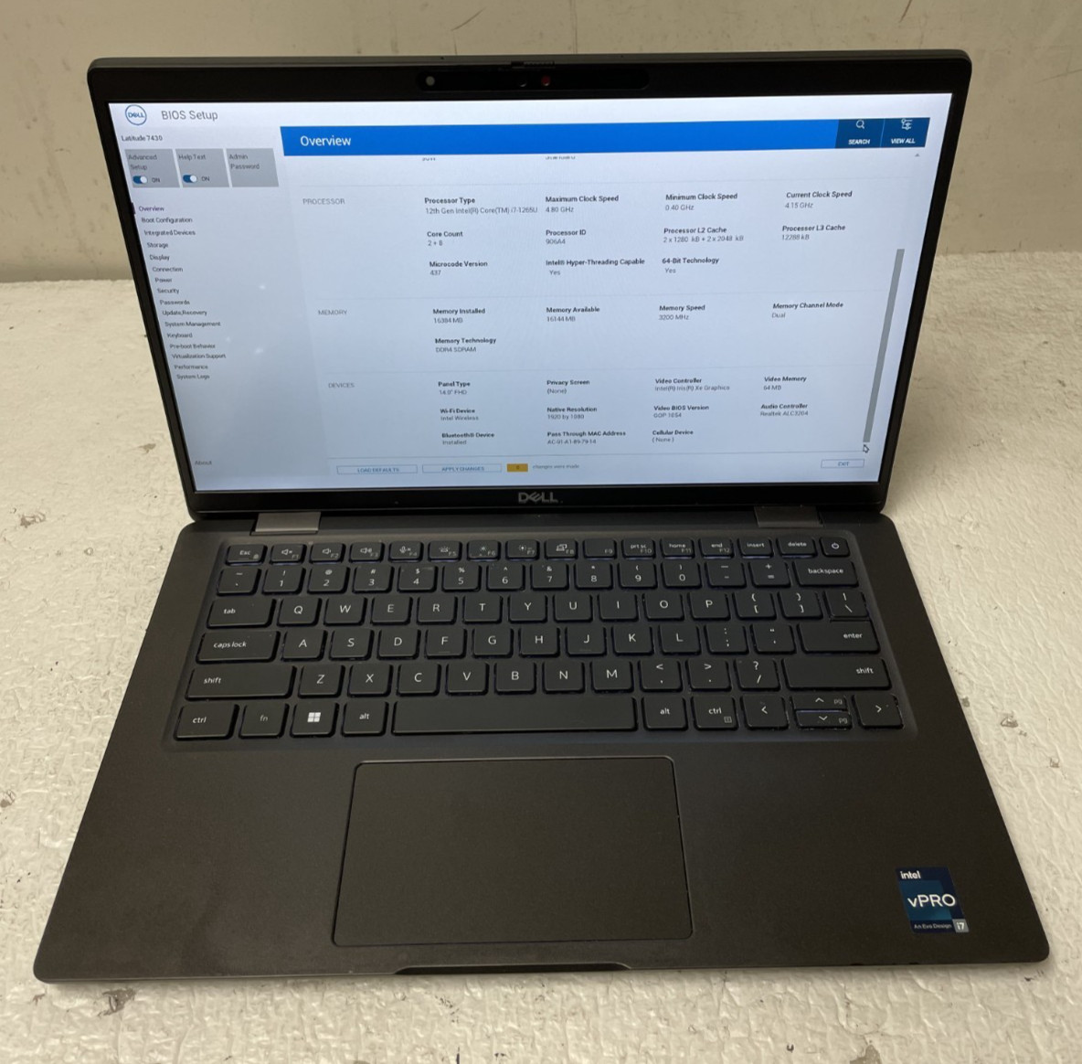 Dell Latitude 7430 13.3″ Intel i7-1265U @4.15GHz 16GB RAM NO SSD Parts *READ