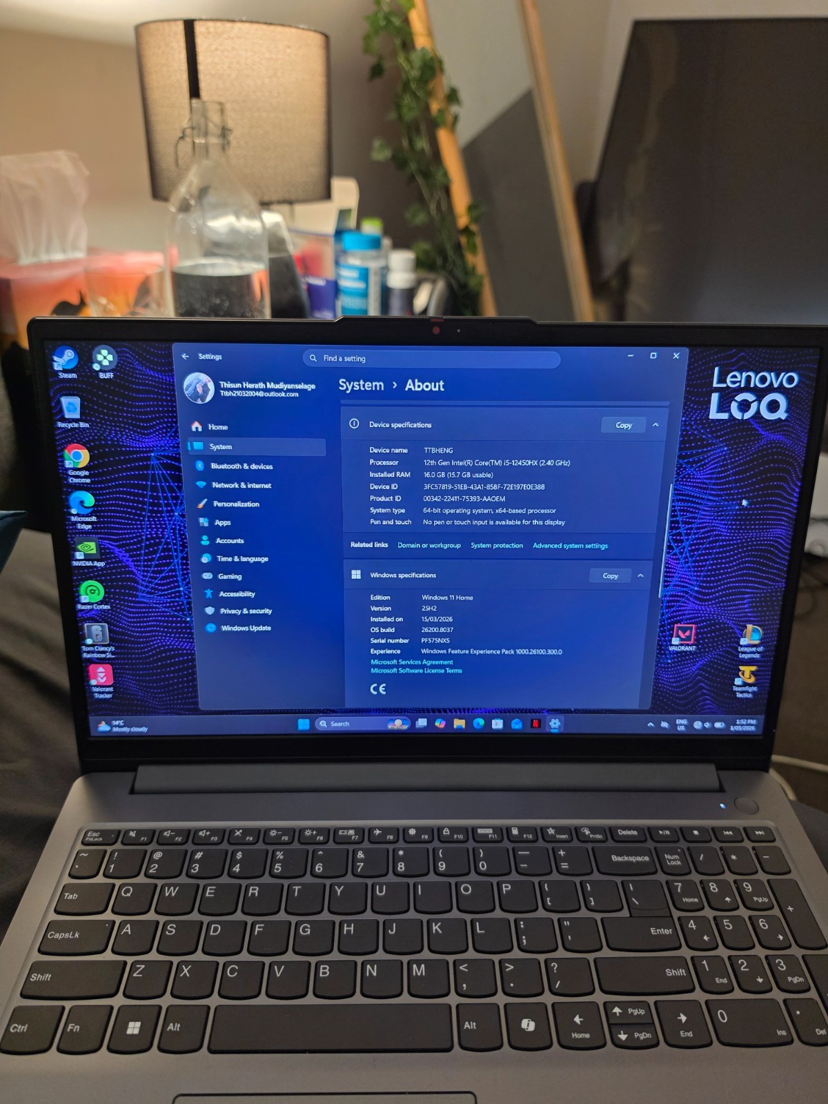 Lenovo LOQ 15IRX9 – Intel i5-13450HX – RTX 4050