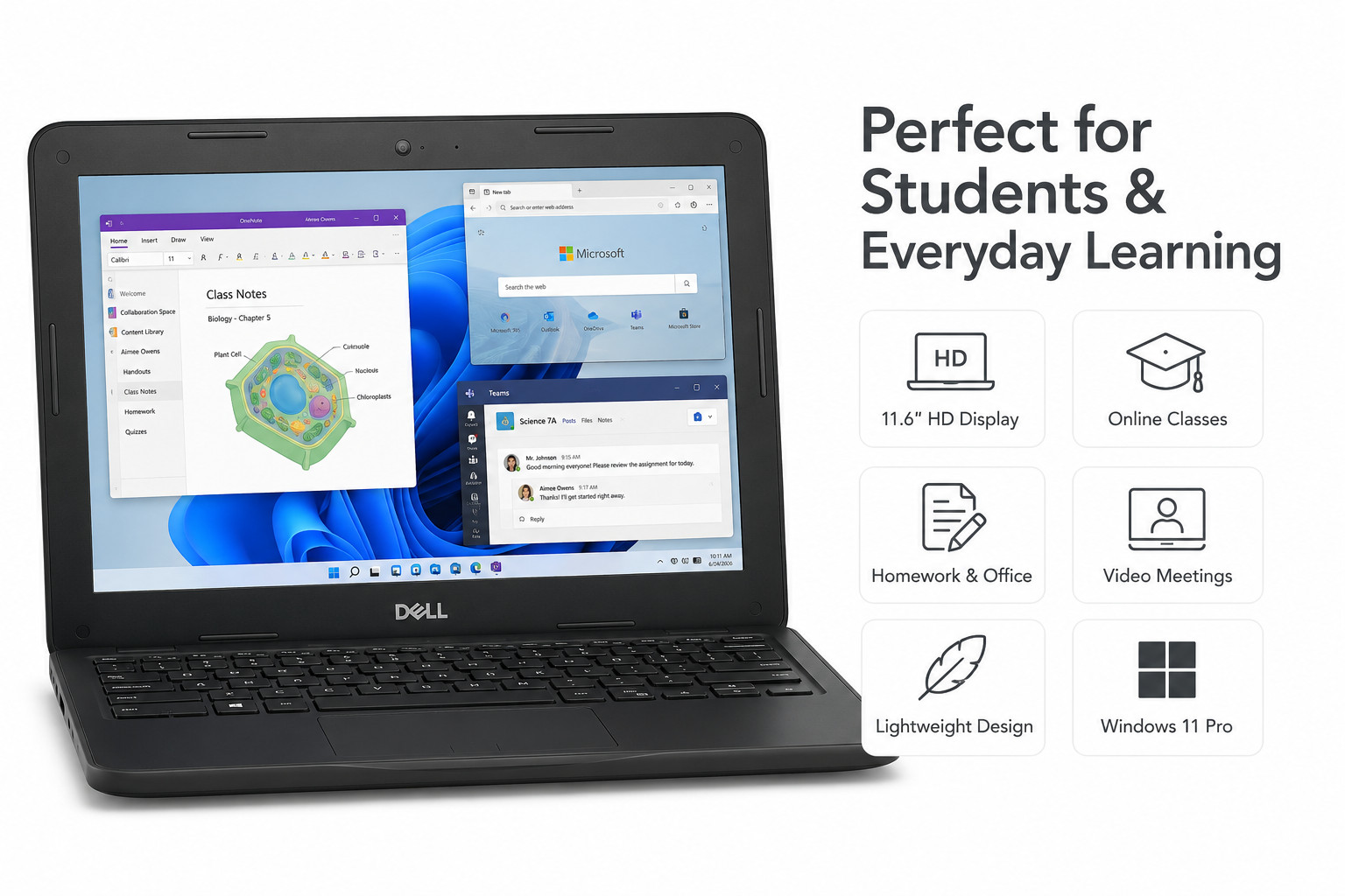 Dell Latitude 3190 11.6″ Student Laptop N5030 4GB RAM 128GB SSD Win11 Pro