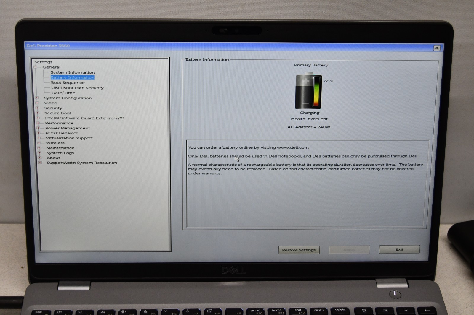 ^ Dell Precision 3550 15.6″ Intel i7-10510U @ 1.80GHz 16GB Ram No HD #X6990