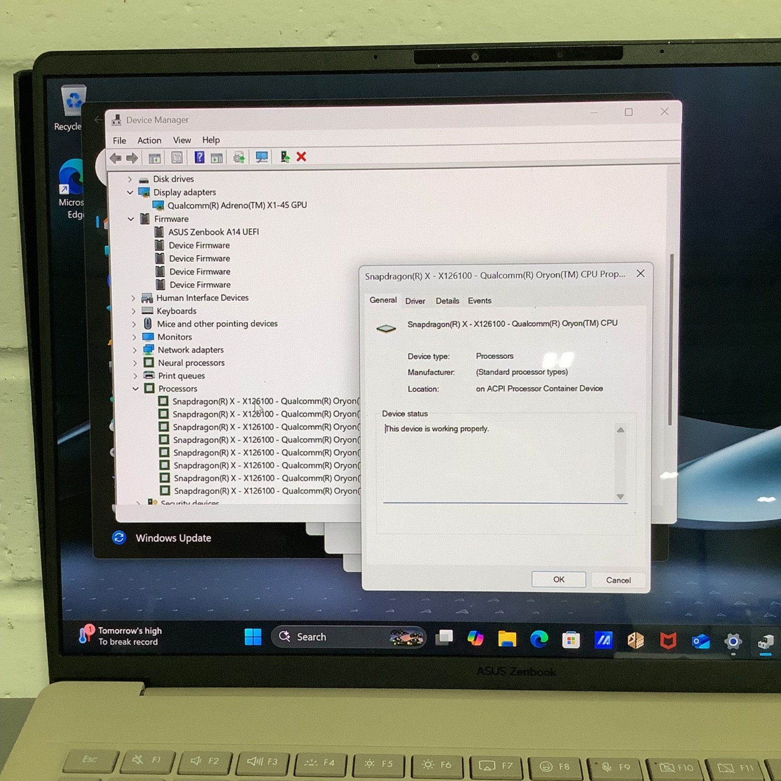 ASUS Zenbook A14 (UX3407Q) 14″ FHD+ OLED Snapdragon X Plus 16GB RAM 512GB SSD