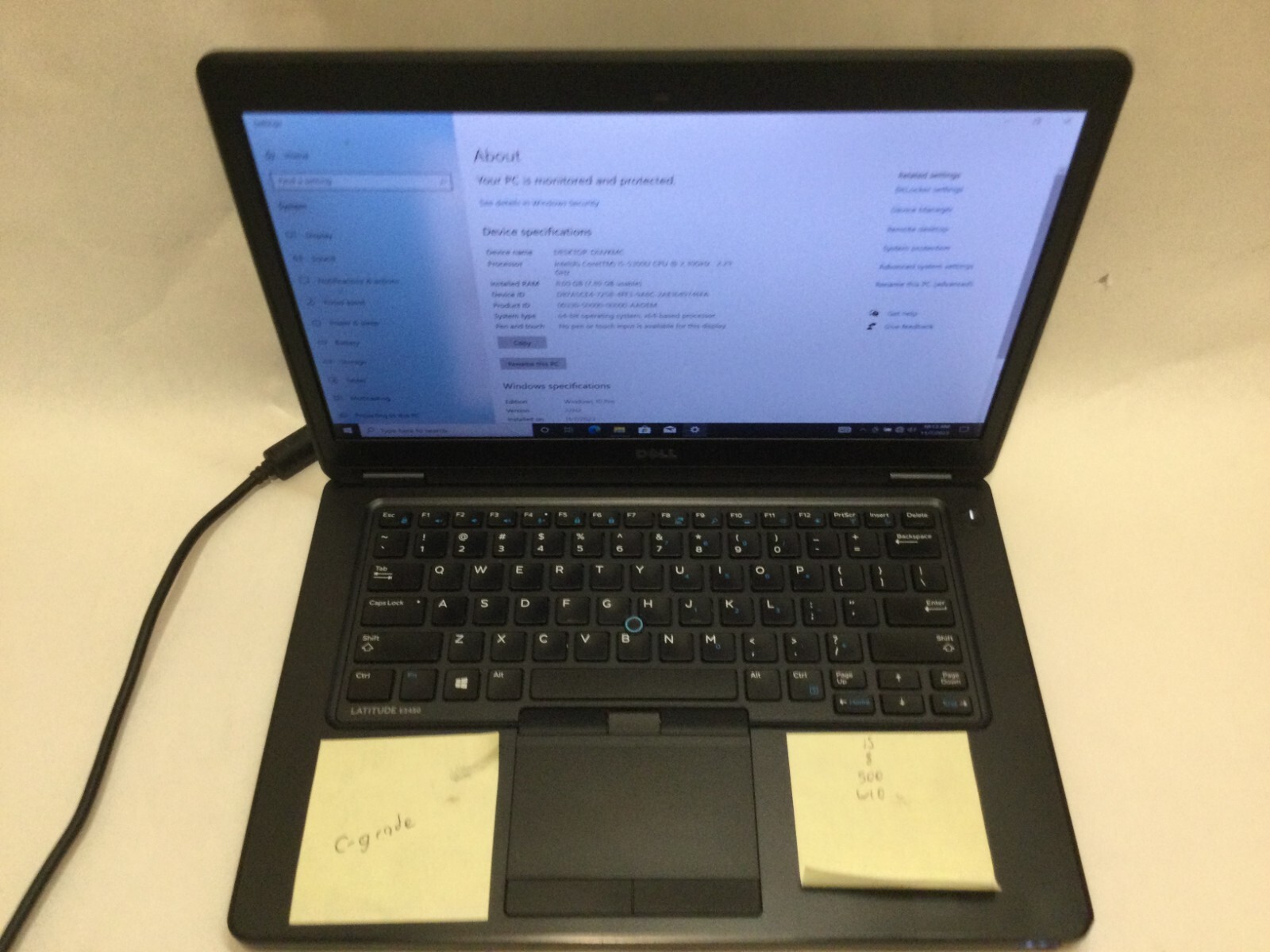 Dell Latitude E5450 / Intel Core i5-5300U / Windows 10 Pro / C-GRADE W/ ADAPTER!