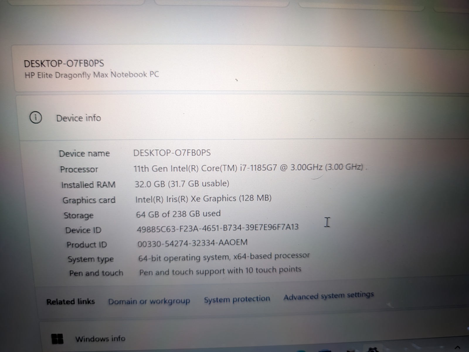 HP Elite Dragonfly Max i7‑1185G7 32GB 256GB SSD 13.3in FHD 5G LTE Win11 Pro