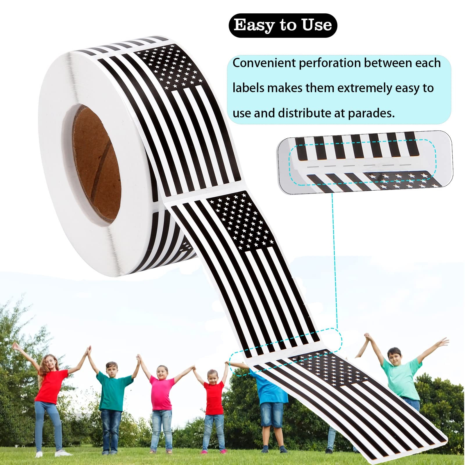 Black American Flag Sticker for Decals Roll Waterproof, Black USA Flag Stickers