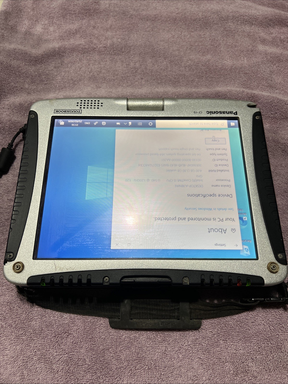 Panasonic Toughbook CF-19 Laptop Intel Core i5 Windows 10 Pro 4GB Ram 150GB HD