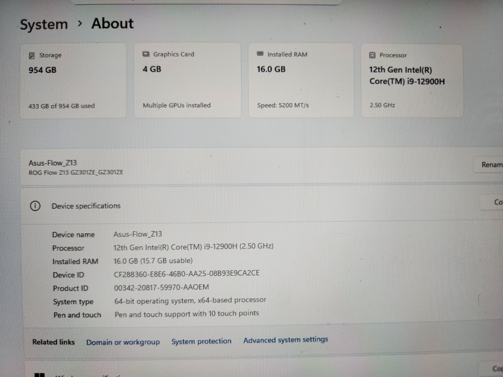 Asus ROG Flow Z13 13.4″ i9-12900H 2.5GHz 16GB RAM 1TB SSD GeForce RTX 3050 Ti –