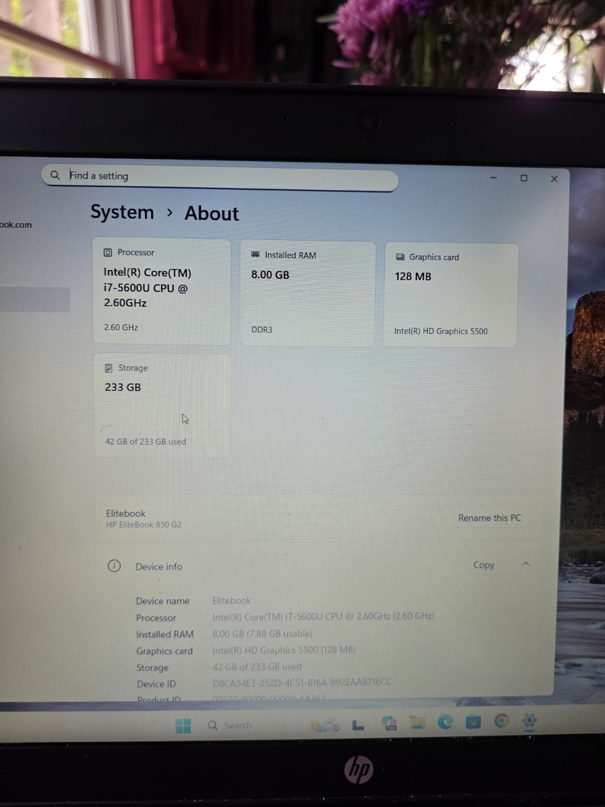HP EliteBook i7 V Pro 5600U 2.60GHz 8GB RAM 233GB SSD Win 11 Pro Flawless EUC