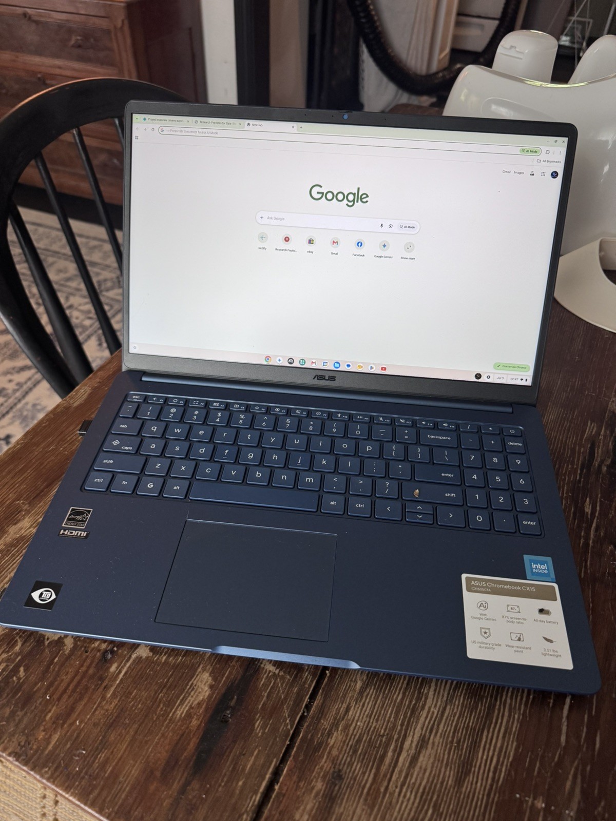 New Open Box Asus Chromebook CX1 15.6-inch Laptop CX1505CTA