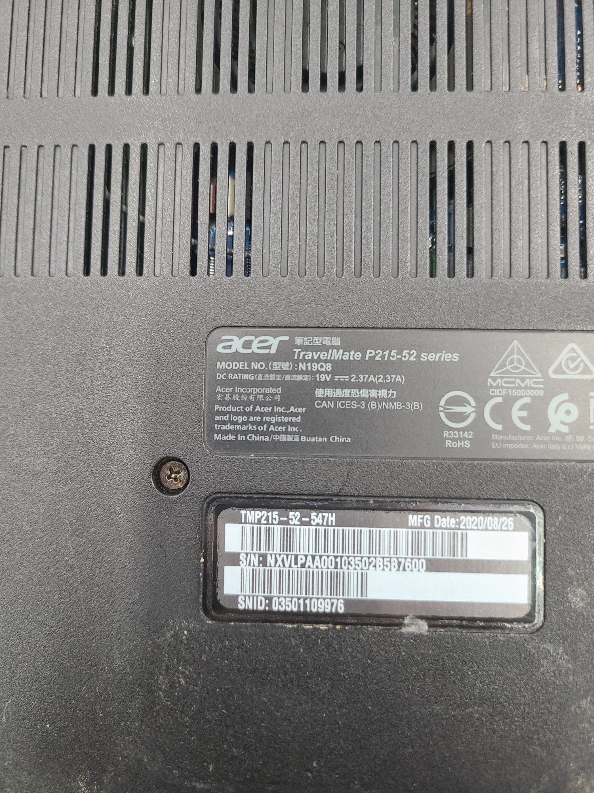 Acer Travelmate P215-52 i5-10210U 1.60GHz 8GB Ram 512GB SSD Win 11 Home READ