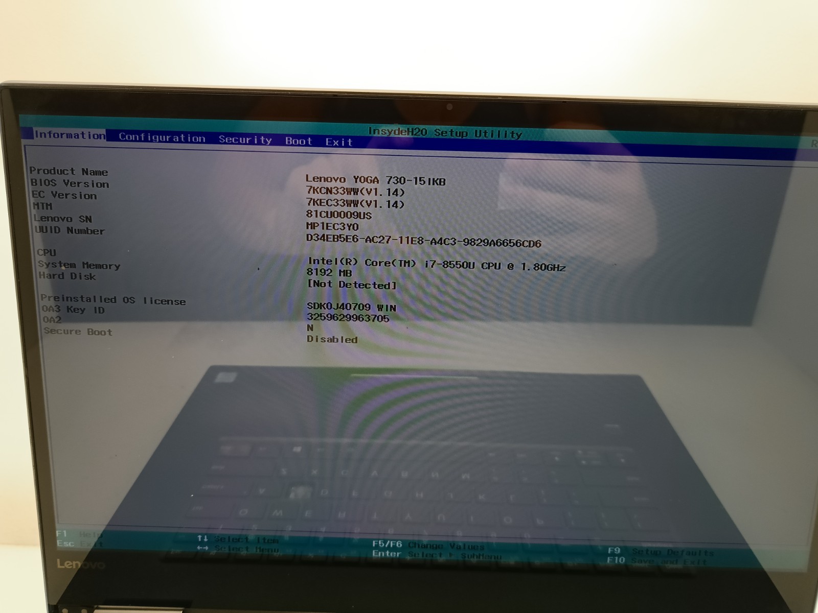 Lenovo Yoga 730-15IKB Laptop Intel i7 8550U 15.6″ Touch 8GB NO HD Parts #91