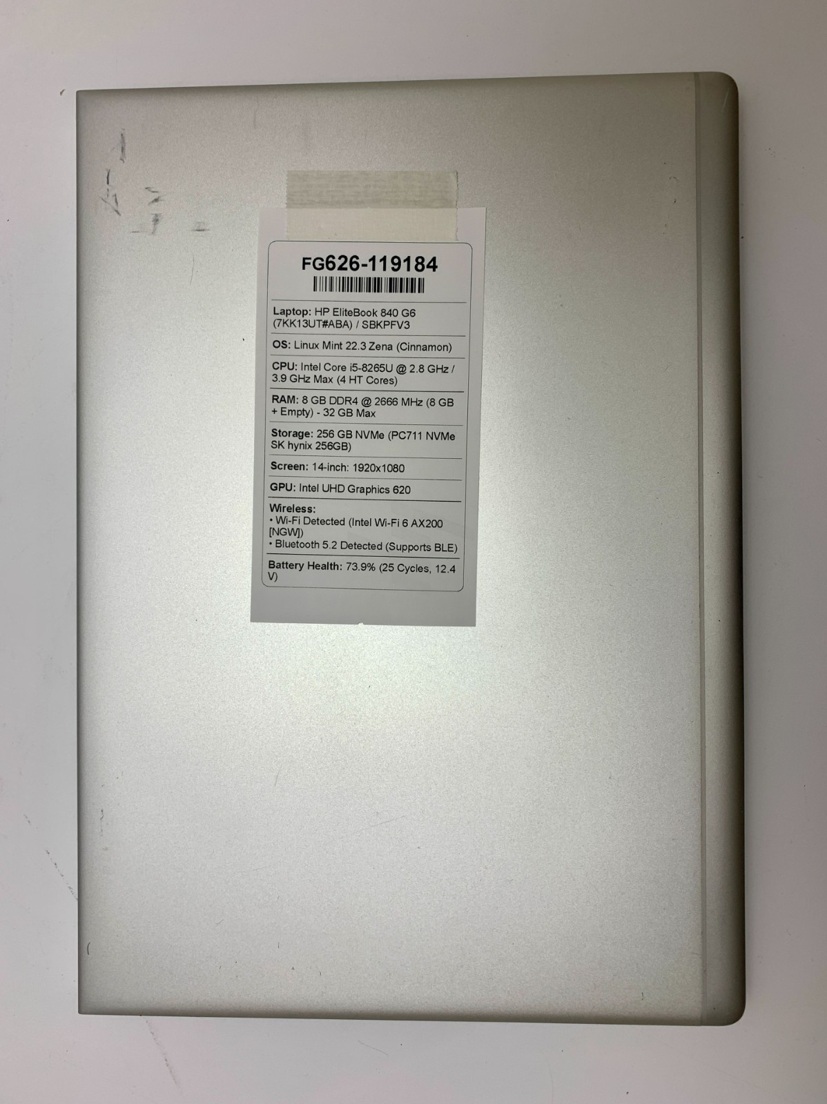 HP EliteBook 840 G6 | i5-8265U | 8GB RAM | 256GB NVMe | LINUX