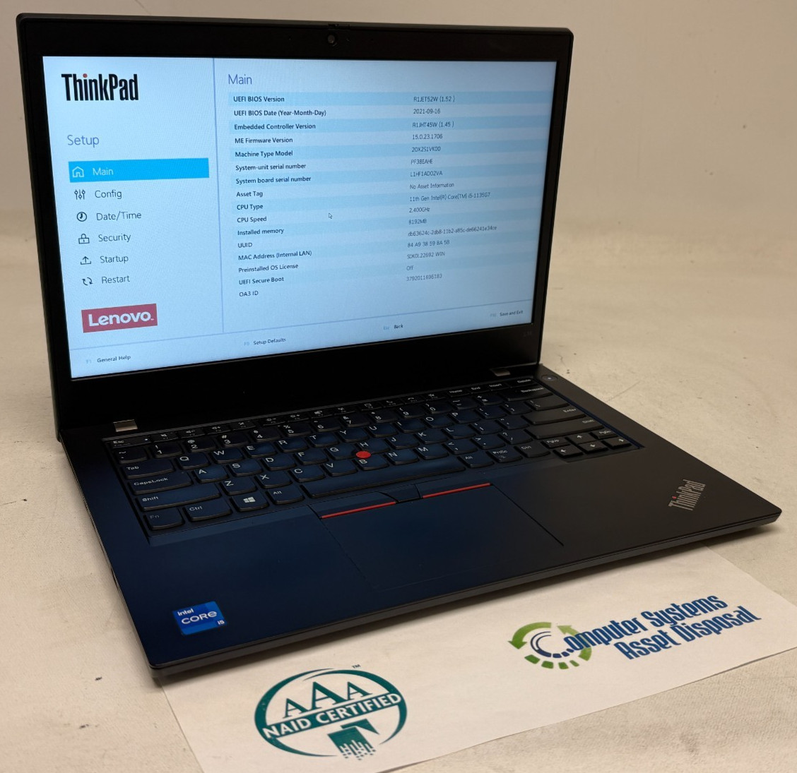 Lenovo ThinkPad L14 14″ (i5-1135G7 2.40GHz – 8GB RAM – 256GB SSD – Win11Home)